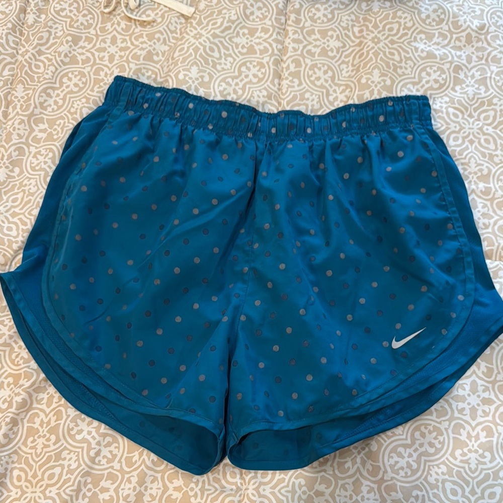 Excellent Condition Nike Blue Athletic Shorts with Curved Hem